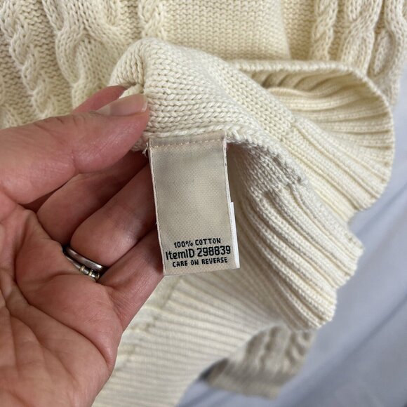 L.L. Bean Cream-Coloured Cable Knit Sweater Womens Size S - Picture 4 of 10
